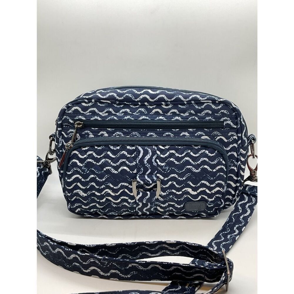 lug Carousel Wavy Navy and White Wave Pattern Crossbody/Belt Bag